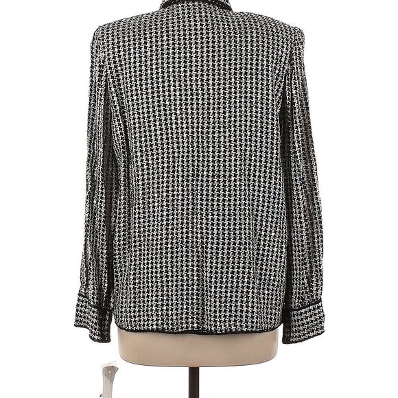Anage  Black & White Houndstooth Padded Women's Sequin Beaded Blazer Jacket NWT - Picture 2 of 12